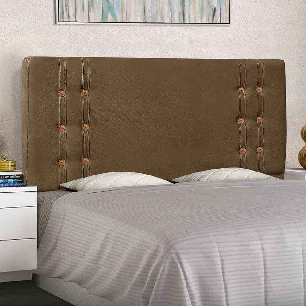 Cabeceira Casal Suede 140Cm Gênova Marrom Caramelo