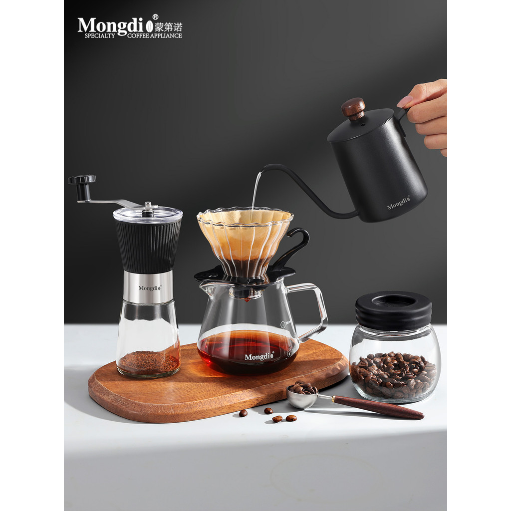 Mongdio conjunto de cafeteira criada à mão máquina de café moída à mão aparelhos de café com manivela conjunto completo 