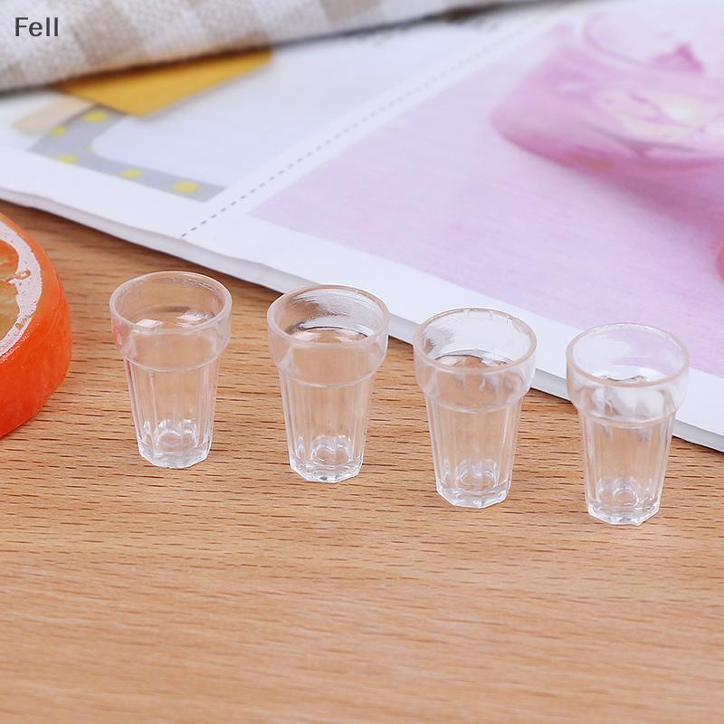 [Fel] 4 Peças 1/12 Casa De Bonecas Em Miniatura Copos De Bebida Transparentes Brinquedos Acessório De Boneca Infantil Ve
