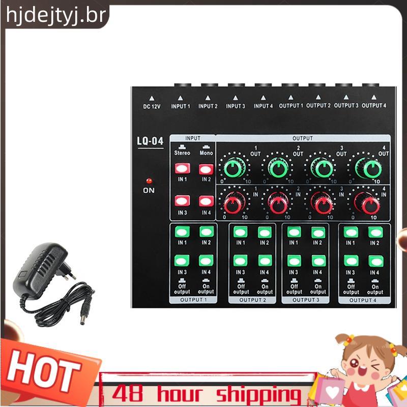 - LQ04 Mini Crossover De Áudio Pequeno Mixer Amplificador De Fone De Ouvido Multicanal Plugue Ue