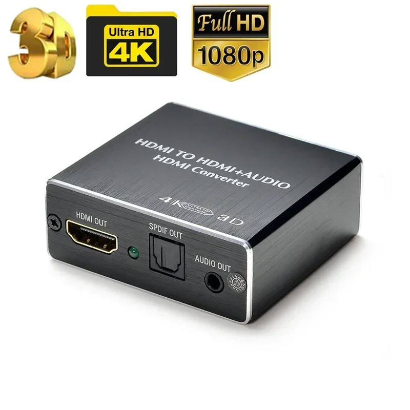 Extrator de Áudio Compatível com HDMI, Conversor de Áudio Estéreo 3.5mm 4k X 2k, Adaptador Divisor de Áudio para PS4, TV