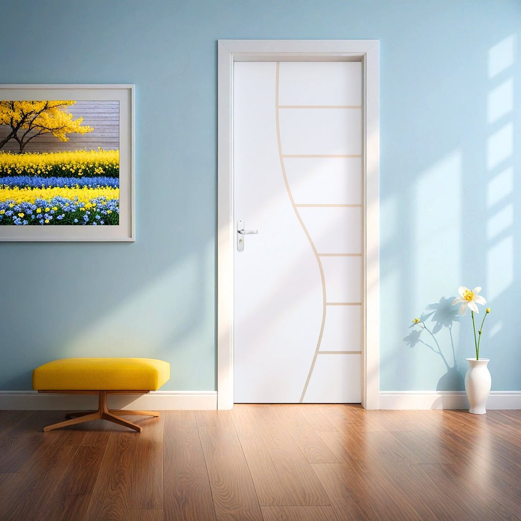 Folha de Porta Madeira Decorada 210x90cm Espessura 3,5cm Cantareira MGM Branco Branco
