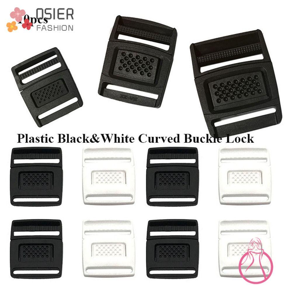 OSIERFASHION 10 Peças De Fivelas De Bolsa De Viagem , Trava De Fivela Curva De Plástico Preto E Branco Pulseira Paracord