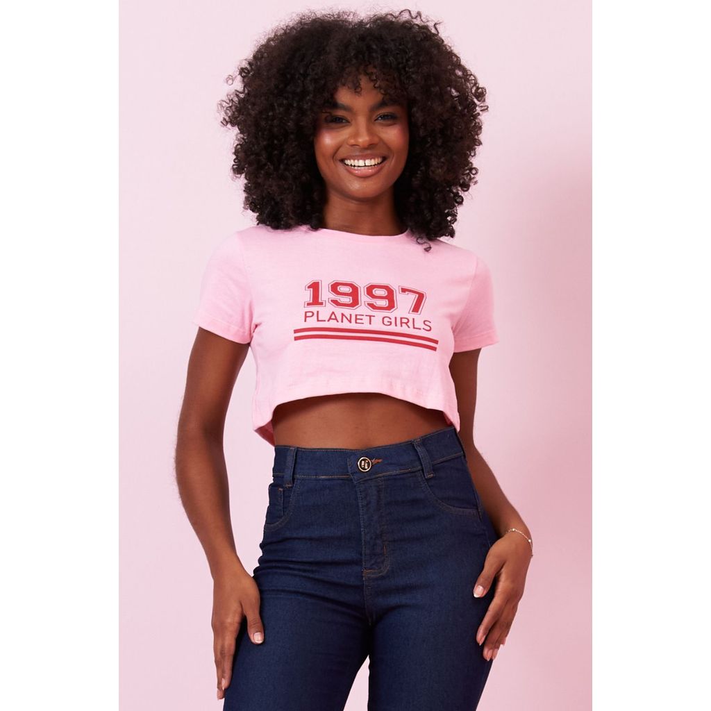 Cropped Feminino College 1997 Planet Girls Rosa Claro