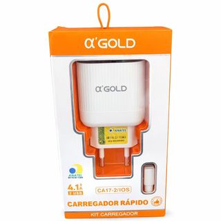 CARREGADOR TURBO 4.1A A GOLD 2 USB  +IP..CABO IPHONE LIGHTNING BIVOLT