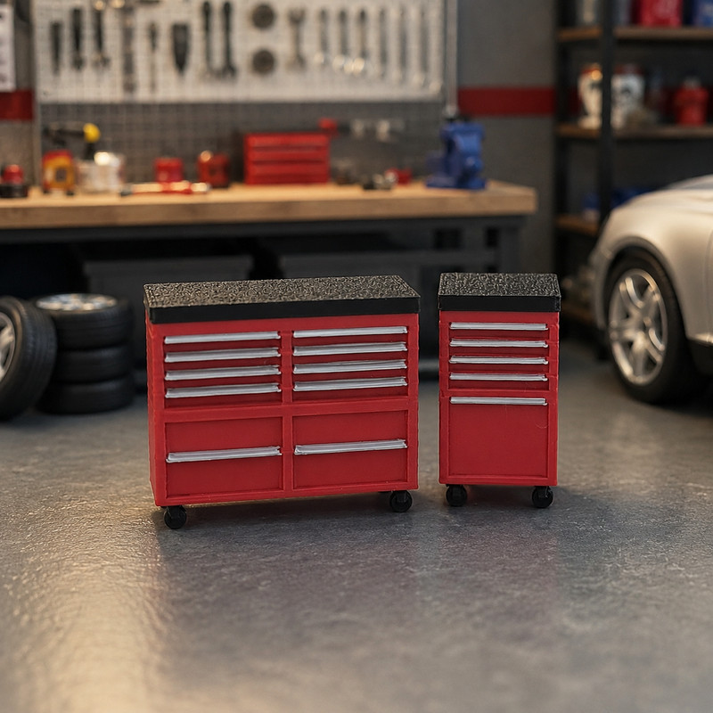 Carrinho de Ferramentas Miniatura 1:32 Kit 2 Peças para Diorama Maquete Oficina garage maquete Mini oficina