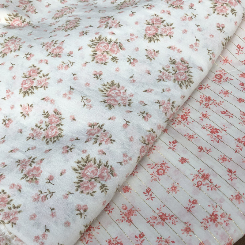 Boneca DIY roupas artesanais fazendo algodão fino pano de seda dourado japonês coreano pequeno tecido Floral