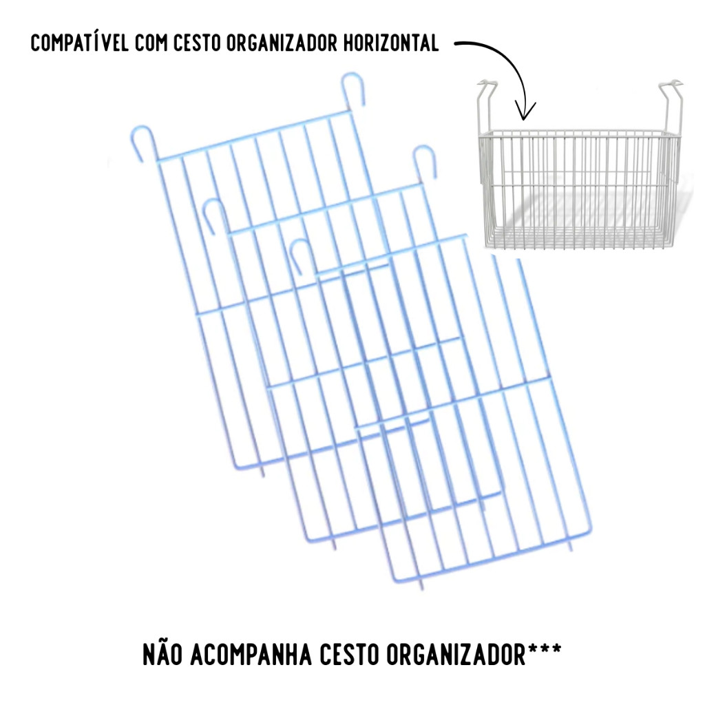 Kit 3 Separadores De Cesto Freezer Horizontal Congelados Organizador Picolé Polpa Fruta — imagem 2 de 2