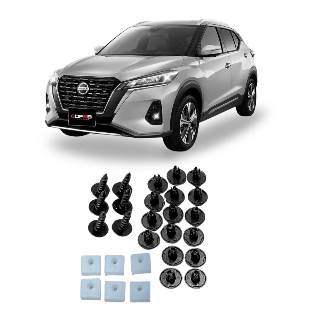 Kit 28 Grampos Presilhas Parabarro Dianteiro Nissan Kicks 2016 2017 2018 2019 2020 2021