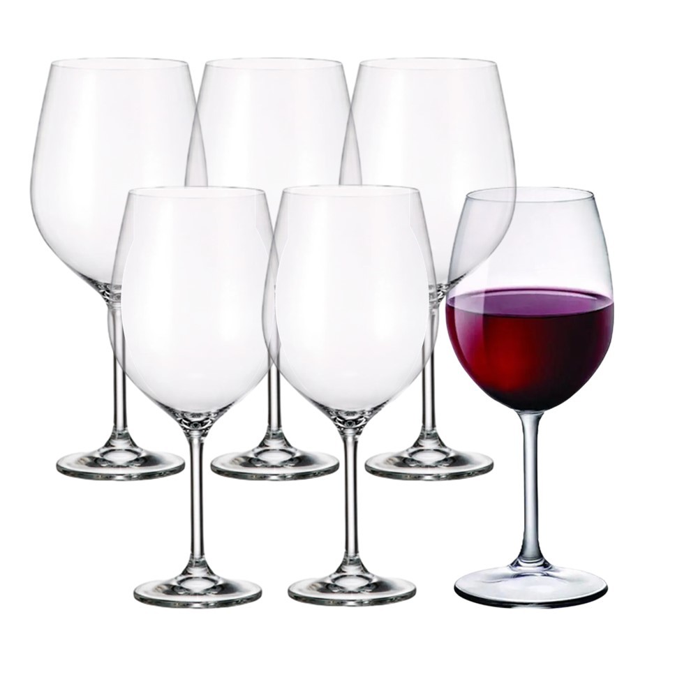Jogo 6 Taça para Vinho Tinto 740ml em Cristal Transparente Wolff