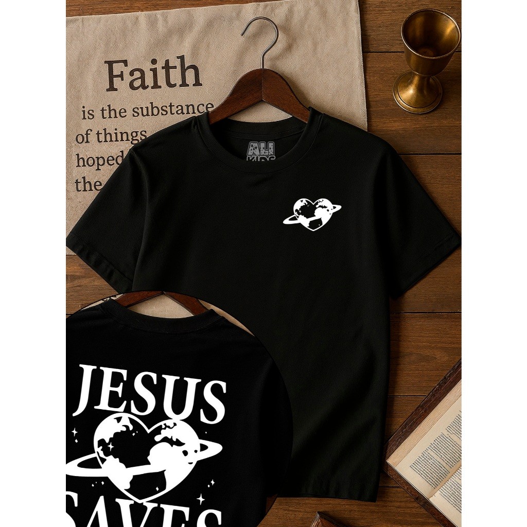 Camiseta 100% Algodão Gospel Juvenil e Infantil Menino Menina 2 ao 16 anos Jesus Save 100% algodão