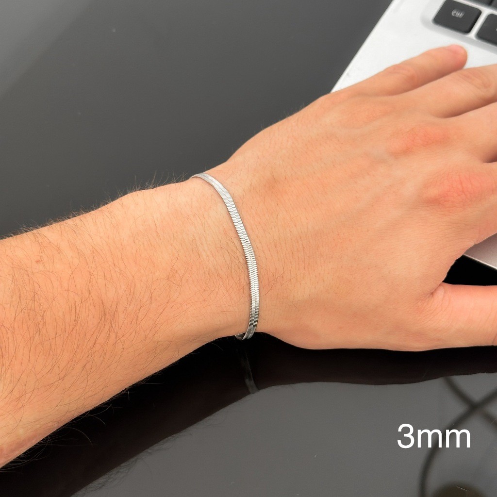 Pulseira Masculina Malha Fina Ou Grosso Prata Aço Inoxidável Top em Oferta na Shopee