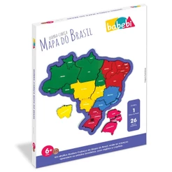 QUEBRA CABEÇA MAPA DO BRASIL MADEIRA BABEBI JOGO EDUCATIVO LÓGICO GEOGRAFIA BRINQUEDO ESTADOS NOMES