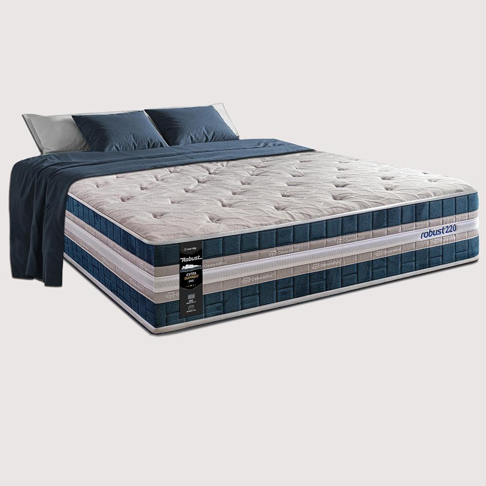 Colchão Queen com Molas Ensacadas 158x198x32 Robust 220 Azul Cama inBox