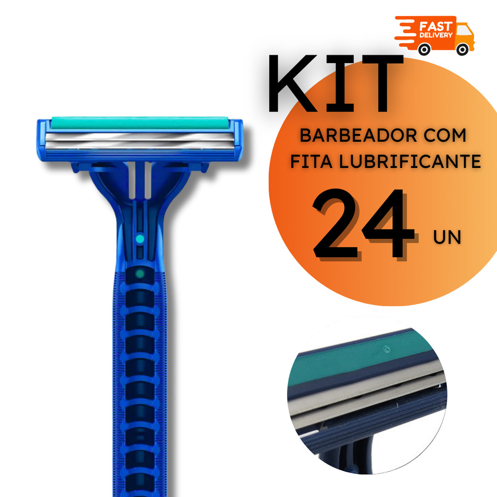 Barbeador Descartável Lâmina Dupla Fita Lubrificante - 24, 36, 48, 96 e 120 unidades