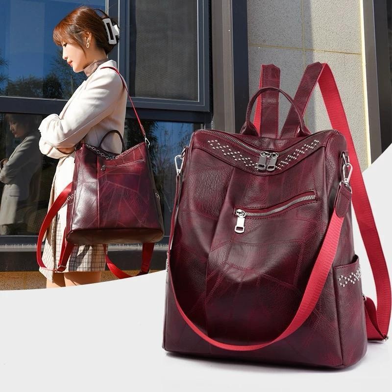 Bolsa Mochila Grande De Ombro e Transversal Feminina De Couro Sofisticada Elegante PU TM9098 JZ