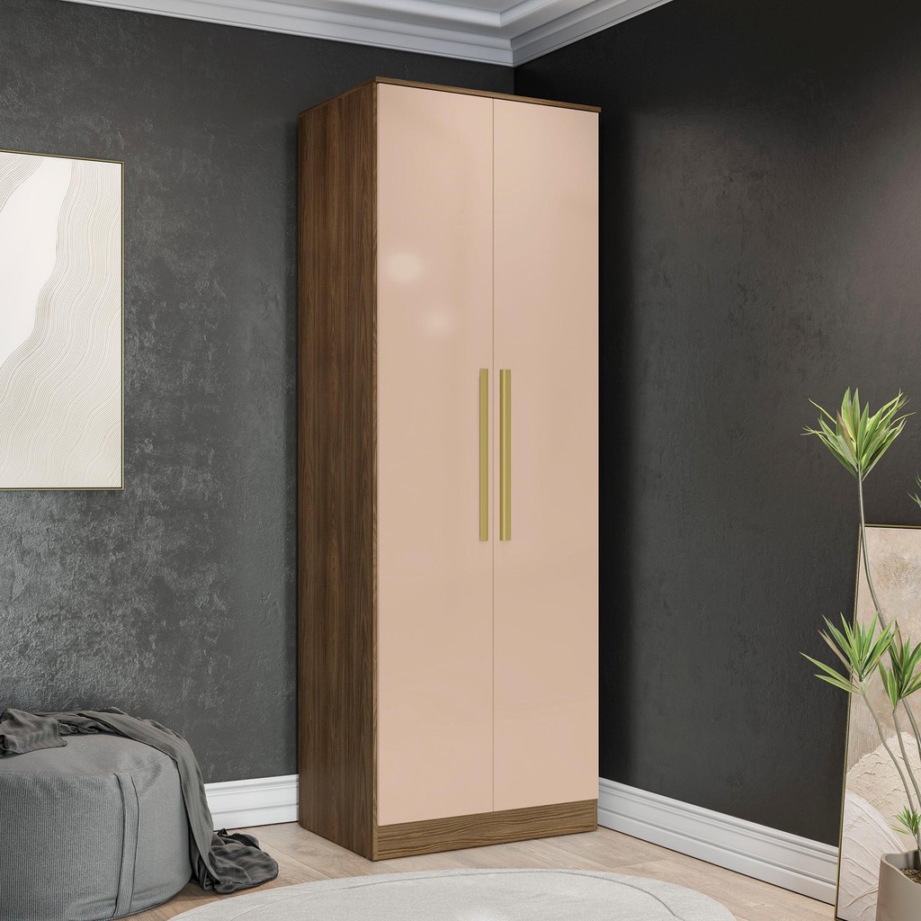 Guarda-Roupa 2 Portas 2 Cabideiros Kappesberg Adapt Nogueira/Macadâmia 80cm em Oferta na Shopee