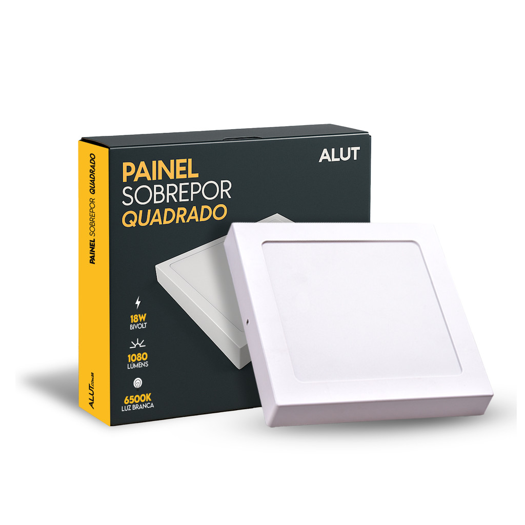 Painel Led Plafon 18w 6500k Branco Frio Bivolt Sobrepor Quadrado Branco Cod: ALUT000505 Alut By Avant em Oferta na Shopee