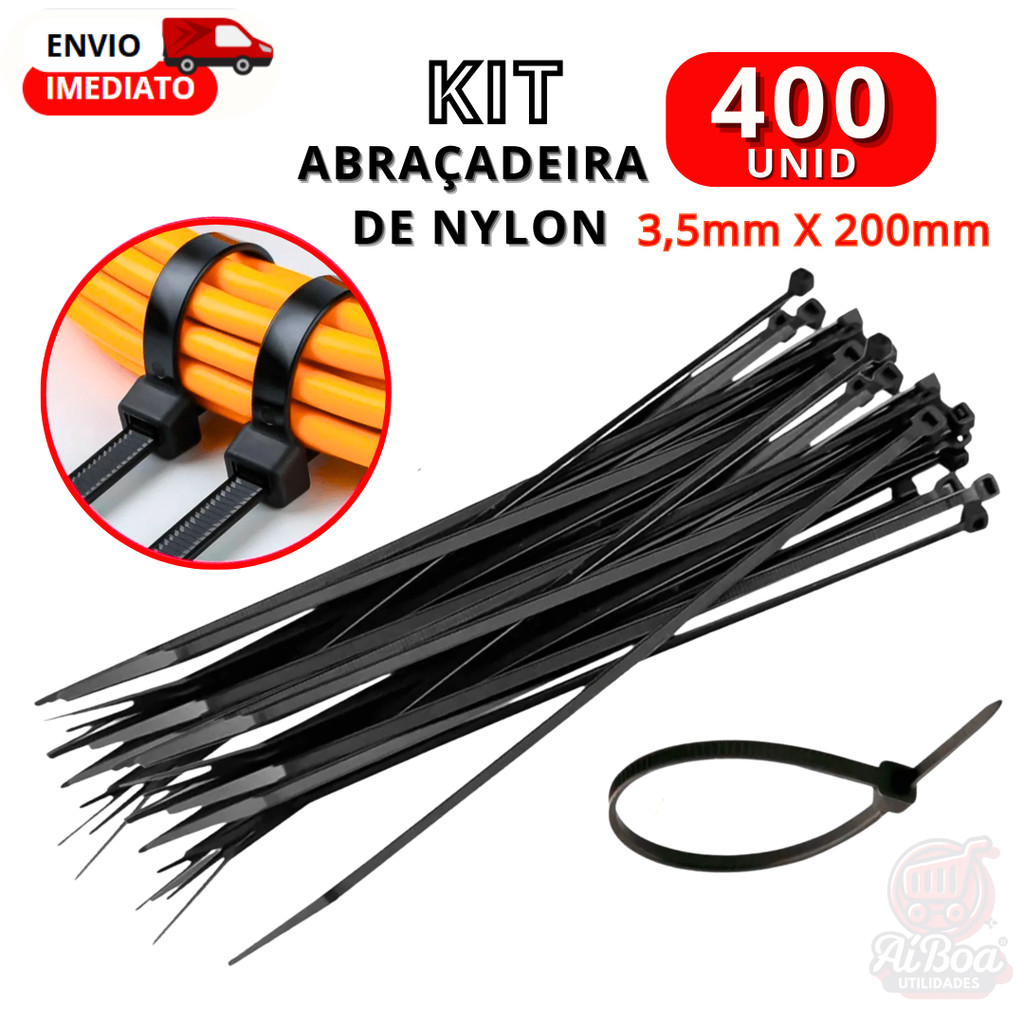 Abraçadeira De Nylon Enforca Gato 3,50 mm x 200 mm Cinta Plástica Resistente Variáveis Utilidades