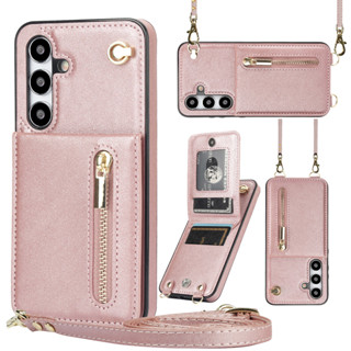 Cartões Crossbody Solt Saco Caso Carteira Com Zíper Para Samsung Galaxy S25 Ultra S24 Plus S23 S22 S25Edge KickStand Lon em Oferta na Shopee