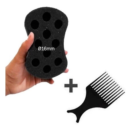 Esponja Nudred Buchinha Pequena Premium M 16mm + Pente Afro