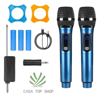Kit com 2 Microfones Sem Fio Profissional UHF com LED e Receptor de Alta Qualidade