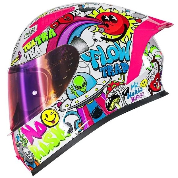 Capacete Norisk Flow Trap Branco Masculino Feminino Viseira Espelhada