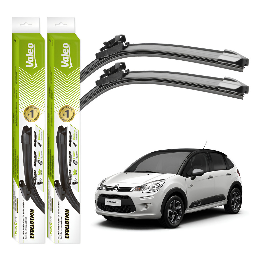 Par Palhetas Limpador Parabrisa Valeo Citroën C3 2012 A 2022