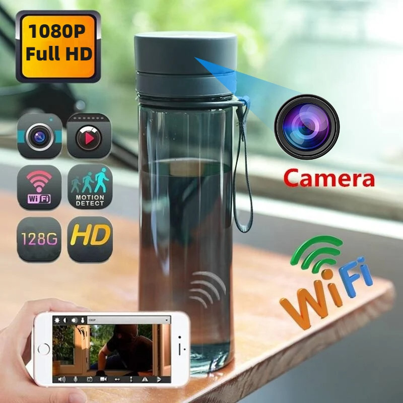 1080P HD Micro Filmadoras Monitoramento Remoto Gravadores De Vídeo 750ml Garrafa De Água Completa Mini Câmera Portátil A