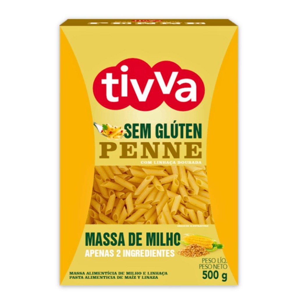 Macarrão Penne 500G Linhaça Dourada Sem Glúten Tivva