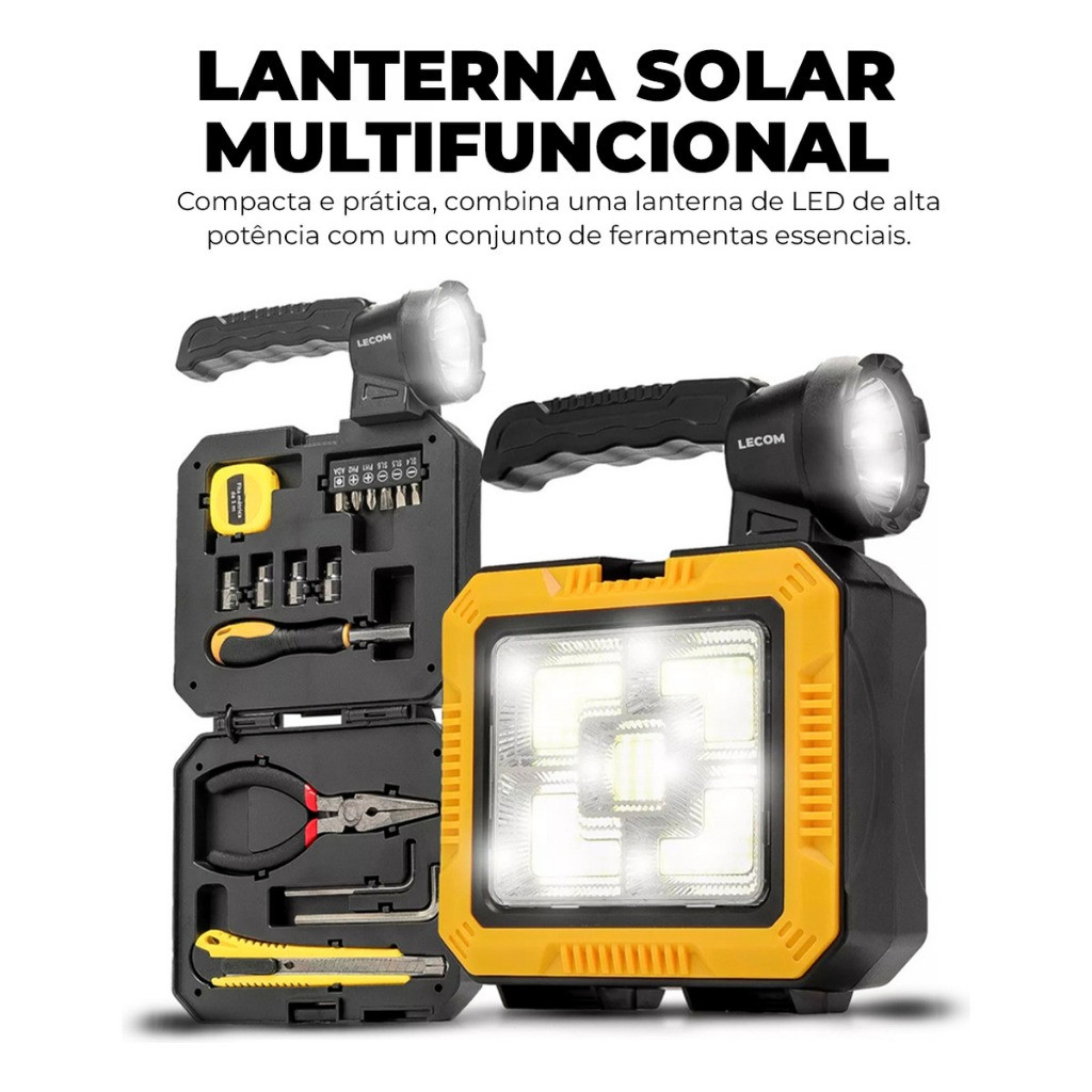 Lanterna Solar Led Poderosa Carregador USB Bolsa De Ferramentas Portátil Acampamento Outdoor Pesca