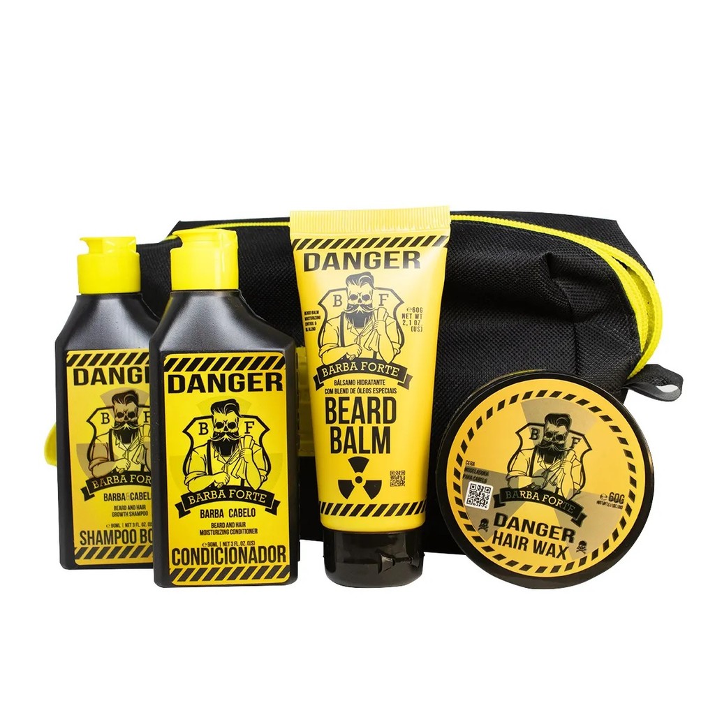Kit Viagem Danger Barba Forte (4 Produtos + Nécessaire)