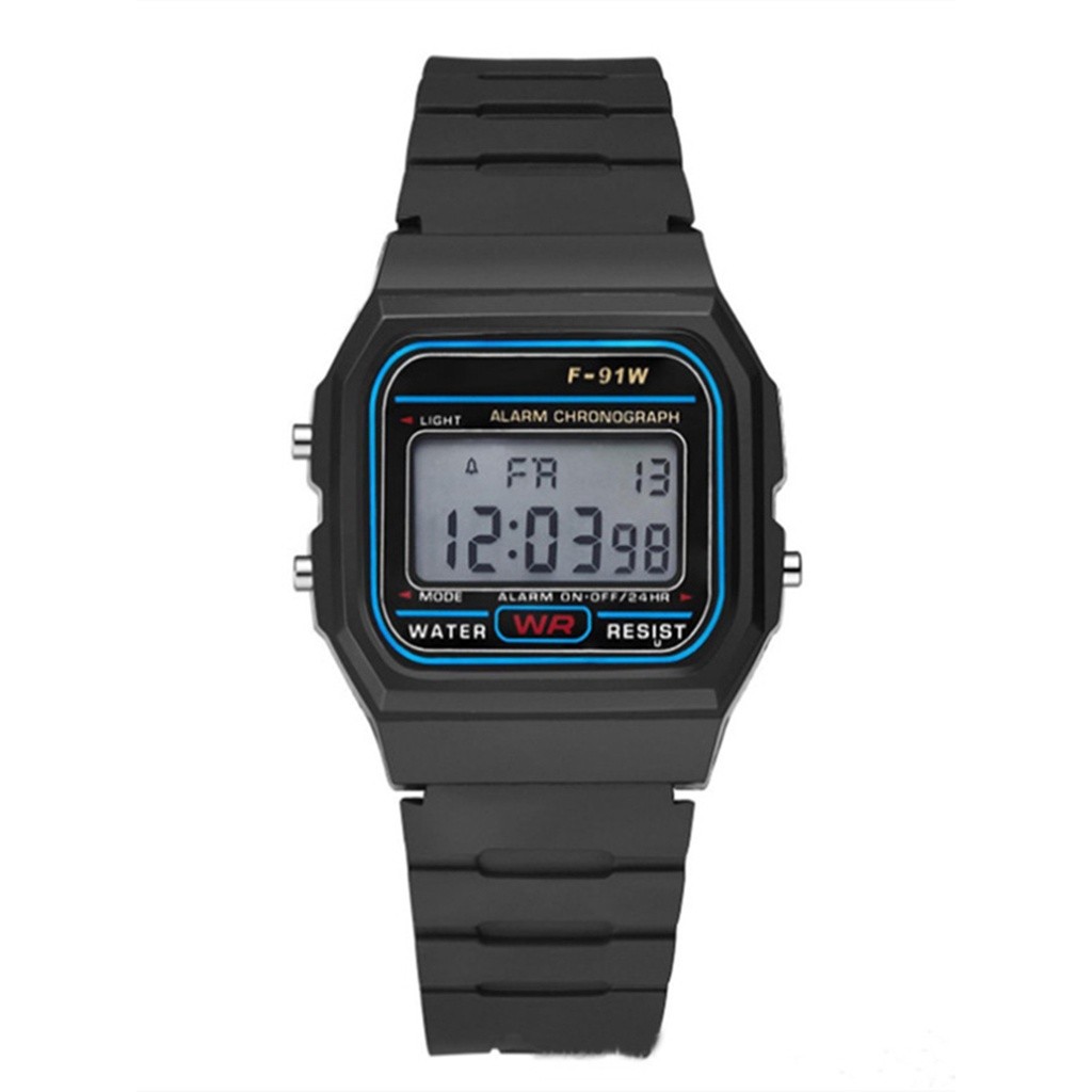 Relógio F91 Digital Estilo Vintage Eletrônico Luminoso Simples Unissex borracha