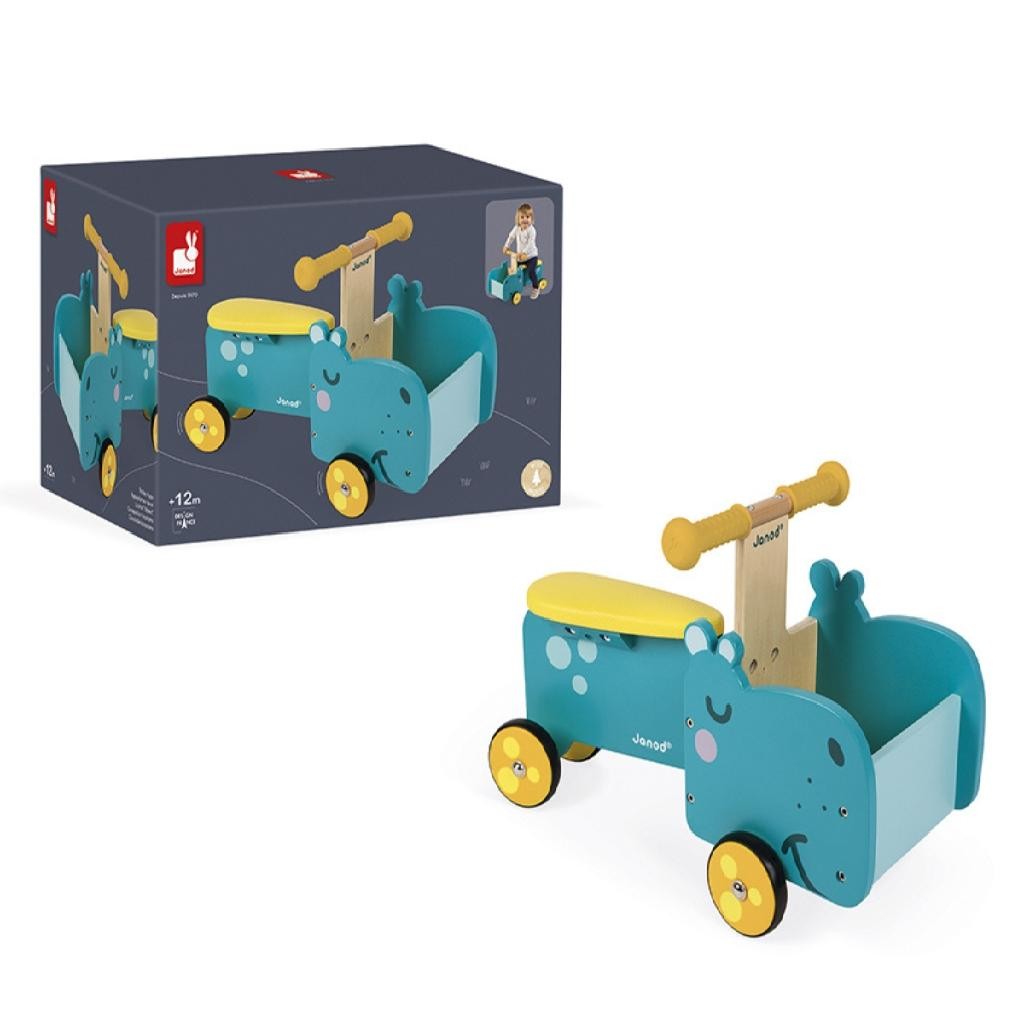 QUADRICICLO Em Madeira Passeio De Hipopotamo Janod Brinquedo Sensorial Infantil