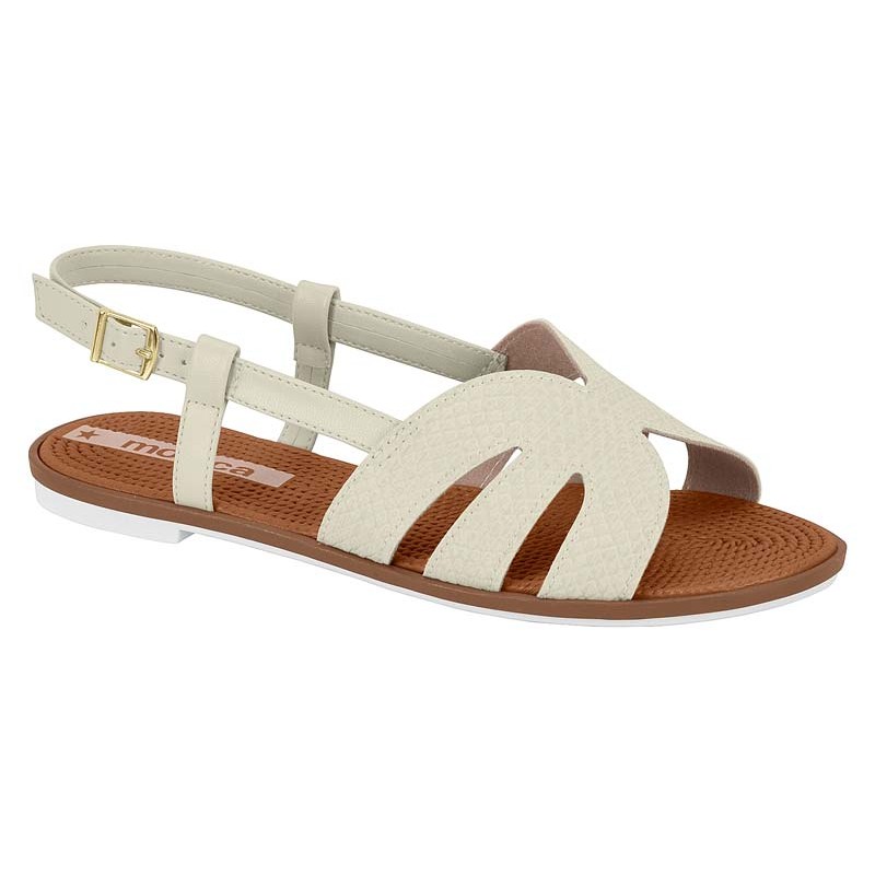 Sandália Feminina Rasteira Moleca Feminina Com Fivela Ajustáve Branco Off