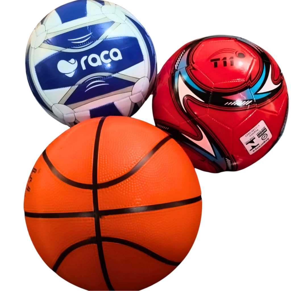 Kit 3 Bolas Futebol + Basquete + Vôlei N5 Profissional Sortidas para Quadra Campo Praia Treinos Jogos 12+