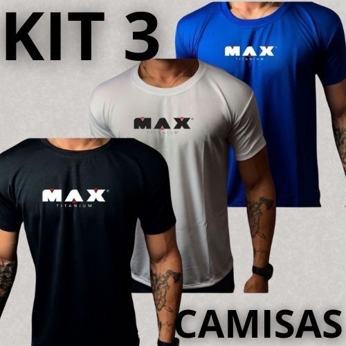 Kit CamisaS Dry Fit Masculina - Max Titanium -  Unidade Academia Corrida CrossFit Ideal Treinos Tecido Leve
