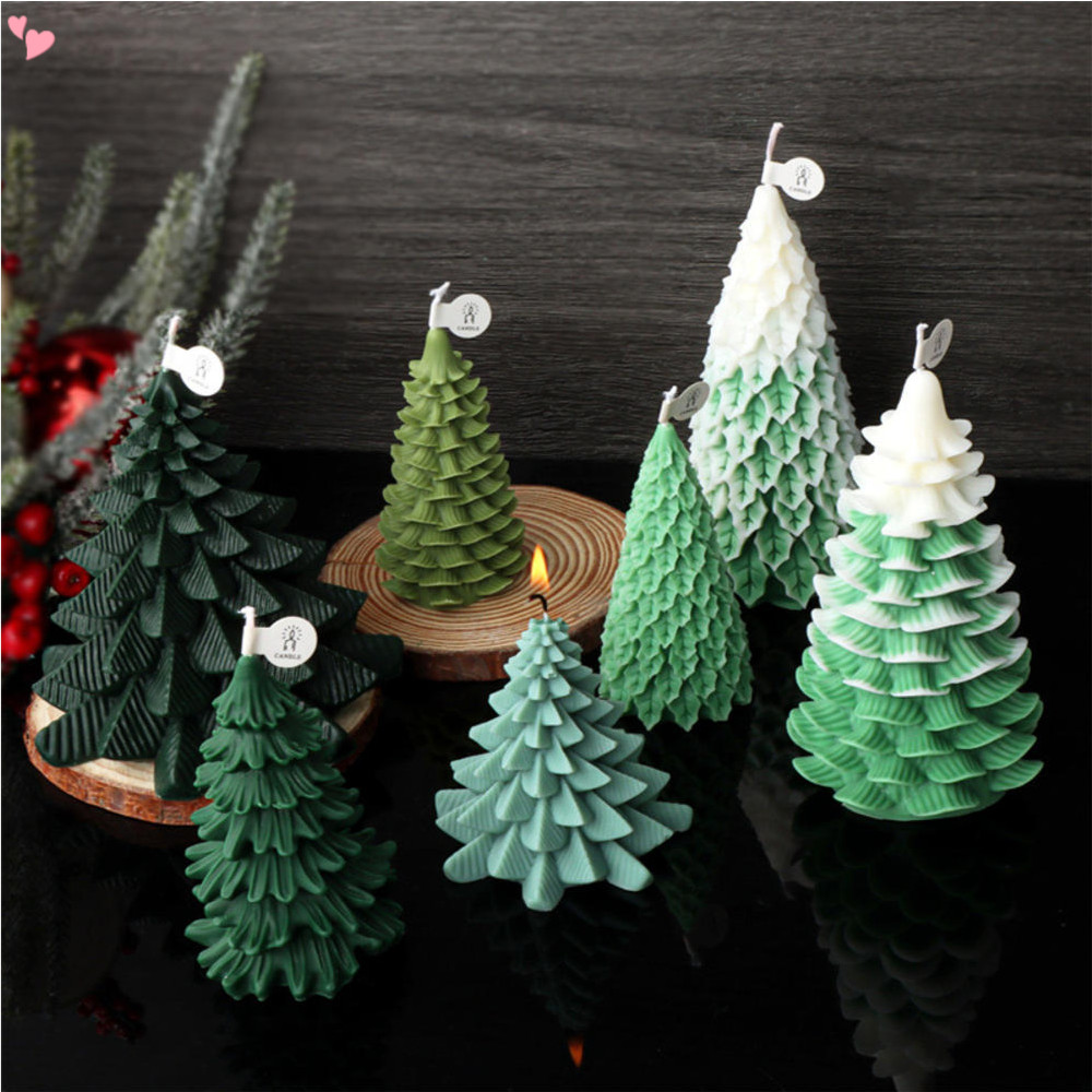 Molde De Vela De Árvore De Natal Silicone Em Forma 3D Moldes Pinho Para Fazer Velas Cera Sabão Argila Artesanato Bolo DI