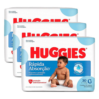 Kit 3 Fralda Infantil Huggies Meguinha Tamanho G 30 Und em Oferta na Shopee