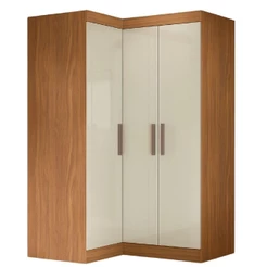 Guarda Roupas Modulado De Canto Madrid Com 3 Portas Maxel Madeirado/off White