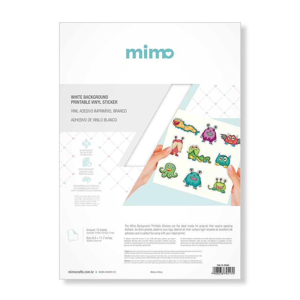 Vinil adesivo imprimível Branco Resistente a água - Mimo - A4 10 fls em Oferta na Shopee