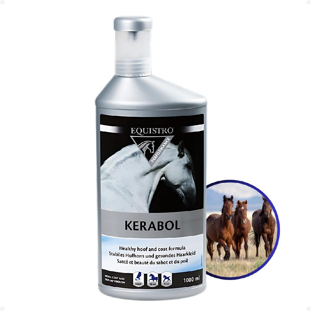 Kerabol Equistro 1l Suplemento P/ Casco e Pelo Brilhante Biotina