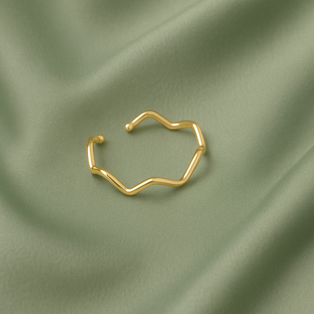 Anel Regulável Feminino Dourado, Ouro 18k Folheado, Elegante para Dia das Mães