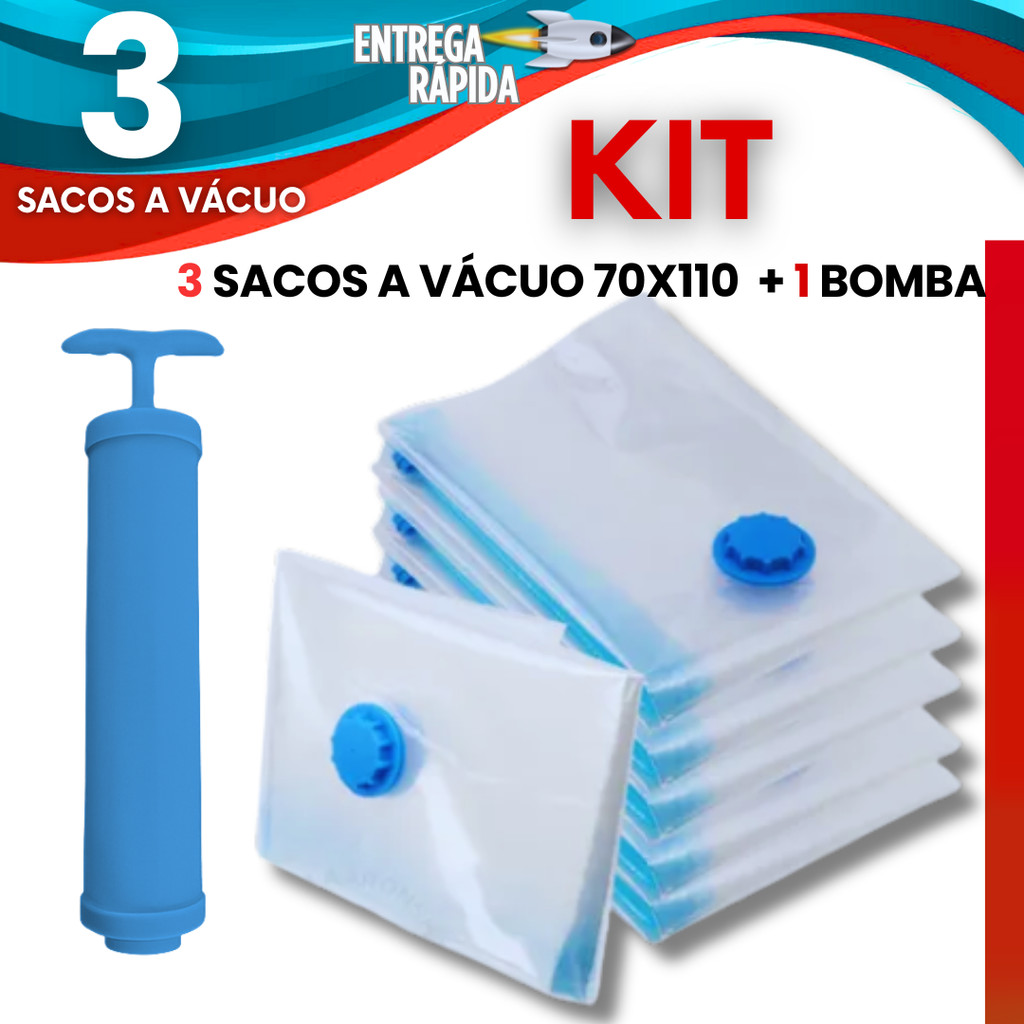 KIT 3/2/1 SACOS A VÁCUO 70x110 cm REUTILIZÁVEIS ORGANIZADOR DE ROUPAS EDREDONS COBERTOR TRAVESSEIROS em Oferta na Shopee