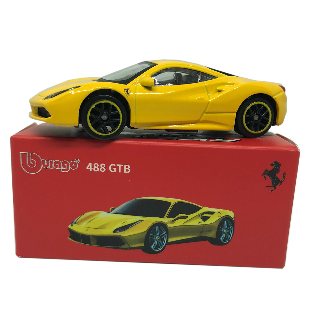 488 GTB Ferrari Bburago 1:64 Miniatura Amarelo