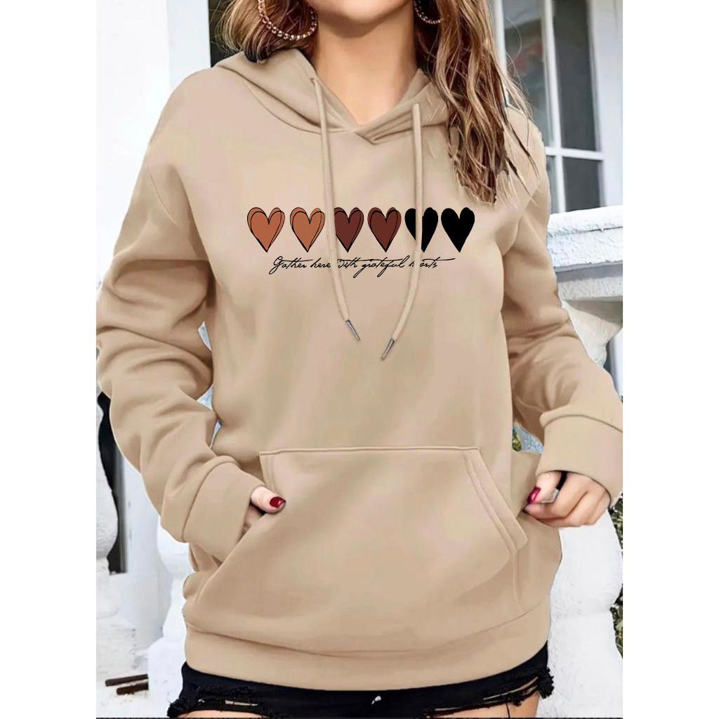 Moletom Corações Feminino Blusa De Frio Tumblr Abrigo Capuz e Bolso Casaco Premium Algodão em Oferta na Shopee