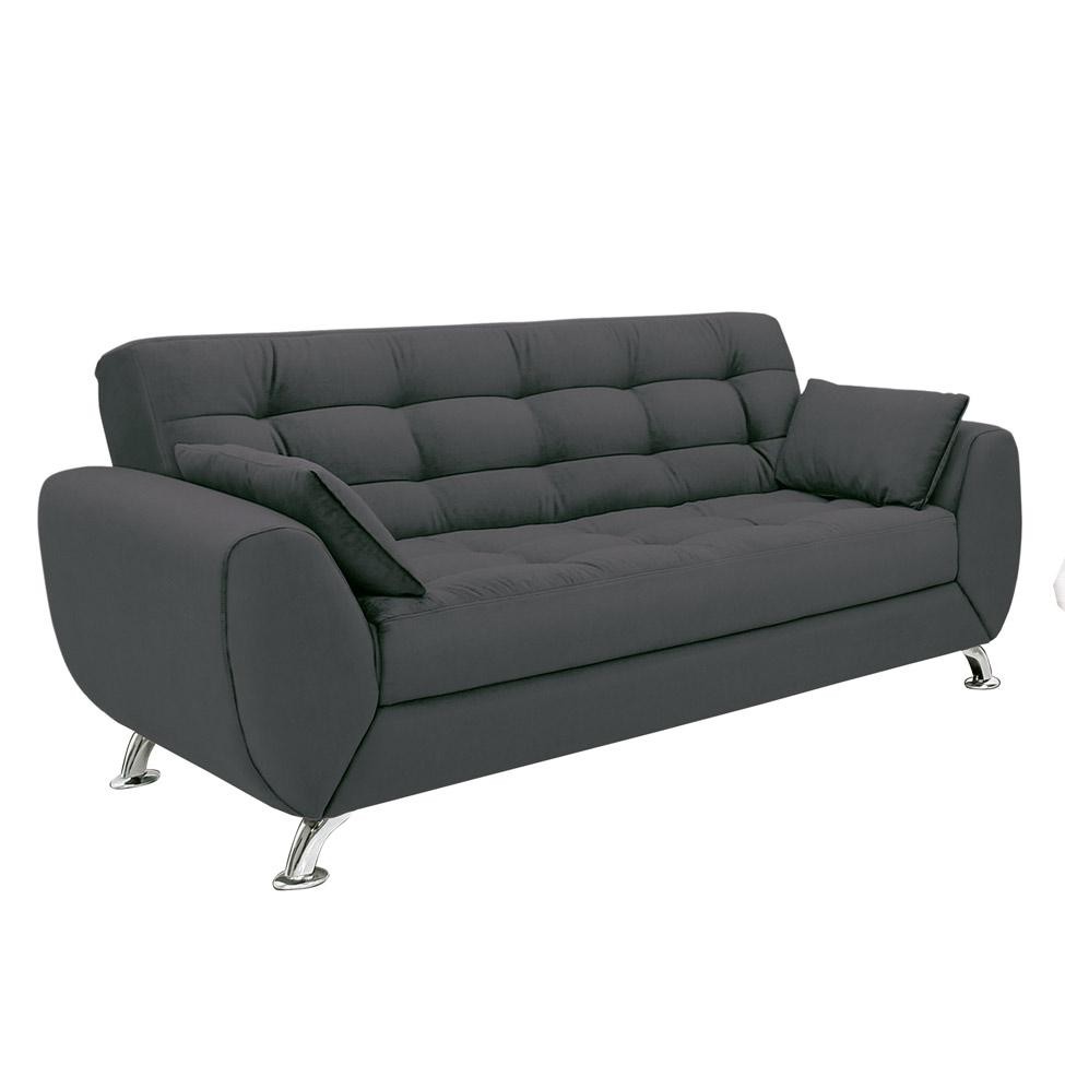 Sofá 3 Lugares Larissa Suede Cinza em Oferta na Shopee