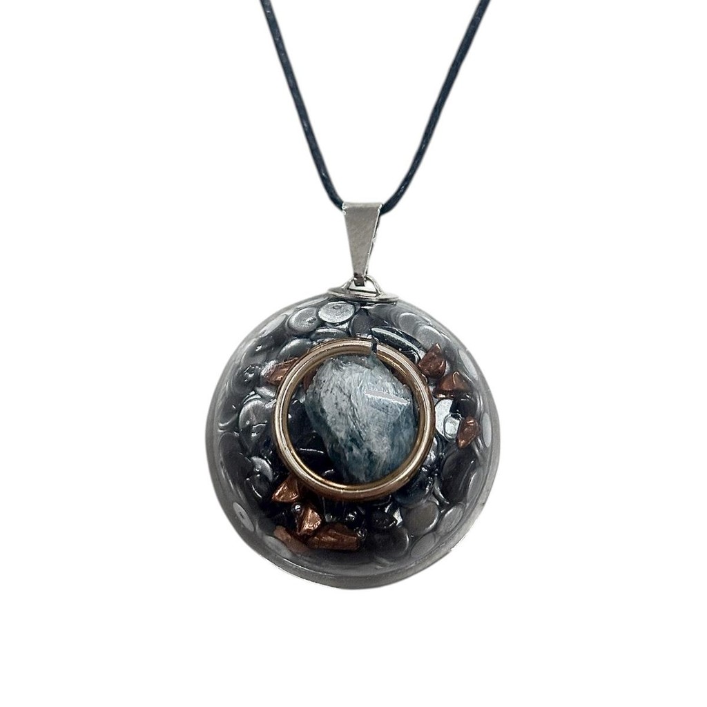 Colar Orgonite Metabolismo Regulador Hormonal Apatita Azul em Oferta na Shopee