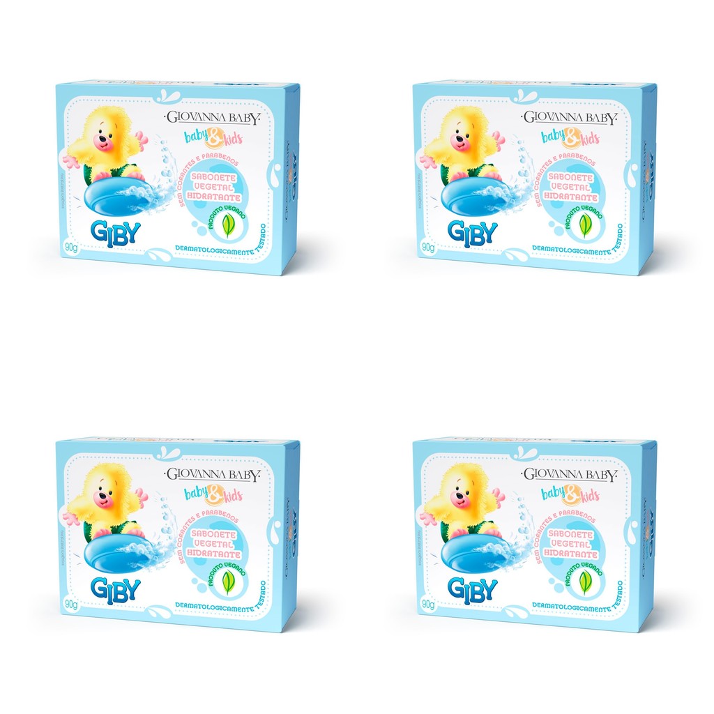 Kit c/4 Sabonetes Giovanna Baby Baby&Kids 80g Azul