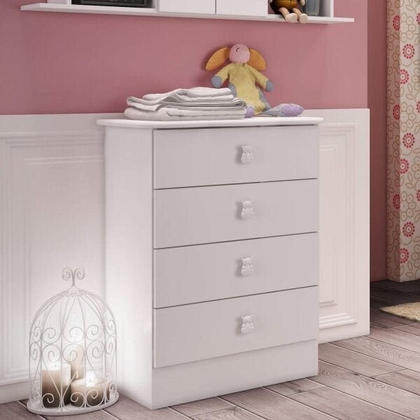 Cômoda de Bebê 4 Gavetas 1320 Baby  Branco em Oferta na Shopee